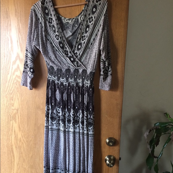 Free People She’s A Lady Dress Black Grey Midi Bohemian Gray - Picture 6 of 6